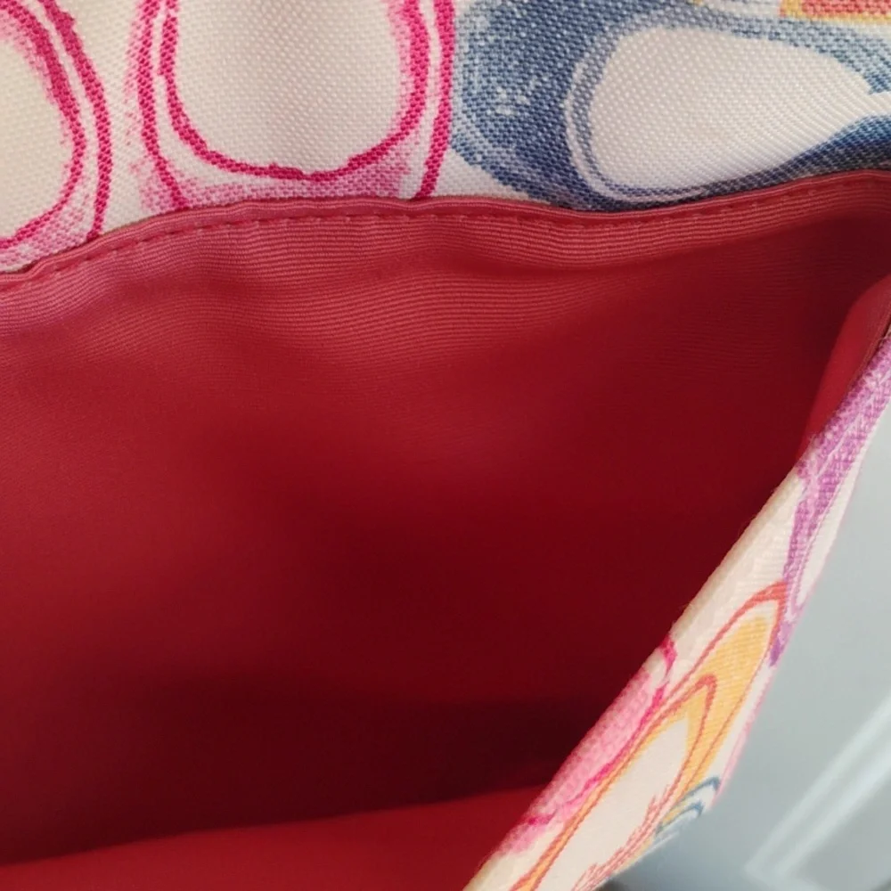 Coach Multicolor Signature Crossbody with Pink Strap